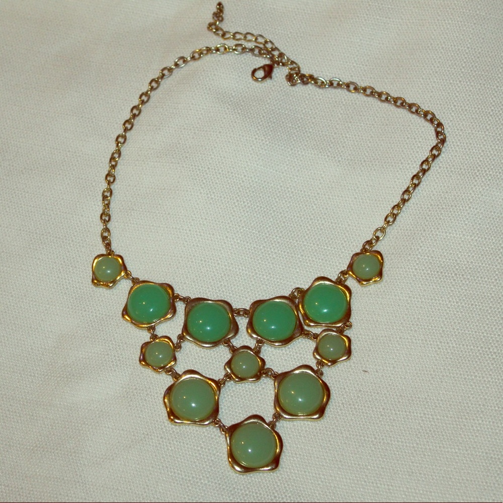 Green and gold statement necklace